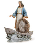 Jesus Christ Statue W  Boat Fisherman Figure Religious Gift Christian Art Decor
