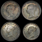 Great Britain 1845 Maundy Set Victoria Silver 1d 2d 3d 4d Colorful Toning