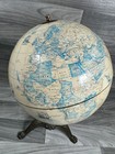 Vintage Rand Mcnally Terrestrial Globe 12    With Old Iron Metal Ornate Base