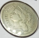 1881 3 Cent Nickel Full Liberty Some Hair