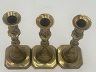 Antique Pair Of 19th C  Brass Push Up Candlesticks 9  Tall 3pcs