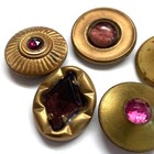 Lovely Medium Antique   Vintage Pink And Purple Glass In Gilt Brass Buttons
