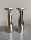 Vintage Mid Century Epns Falstaff Silver Plate Conical Scandi Style Candlesticks