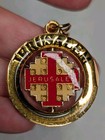 Vintage Gold Tone Jerusalem Souvenir Spinner Key Chain Keyring 