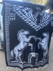 Authentic Mexican Poncho Gaban - Unisex Black Poncho With Horses Design