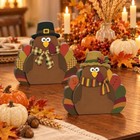 Wooden Pilgrim Table Sign - Thanksgiving Decor - Two Self Turkey Couple