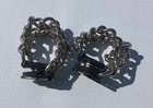 Harley Davidson Leather Chain Vest Extenders Logo Snap Button Vintage Set Of 2