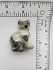Carved Marble Cat Figurine Grey And Black