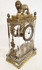 Antique French 19th C Empire Tiffany Style Baccarat Crystal   Bronze Clock