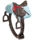 Schleich Saddle   Bridle  Chocolate Brown  Red   Blue Horse Club New Sealed Tack