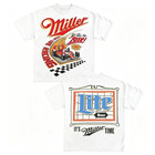 Miller Lite Beer Racing Car Vintage Double Sided Graphic Tee Sizes   5xl