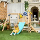 Wooden Toddler Outdoor Playset Swing Set With Slide   Climbing Wall For Kids