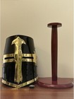 Helmet Templar Crusader Medieval Knight Black Brass Armor With Free Wooden Stand