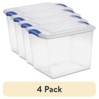 27 Qt Clear Storage Box Organizer Container Stacking W  Latch Lid 4 Pcs Plastic