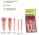 5-piece Professional Makeup Brush Set With Mirror   Travel Case Pink