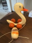Vtg  Kouvalias Wooden Duck Egg Pull Toy Great Condition See Photos