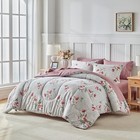 Floral Comforter Sheet Set Reversible Bohemian Bed In A Bag Bedding Queen Gray