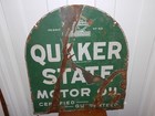 Vintage Quaker State Tombstone Double Sided Heavy Metal Sign