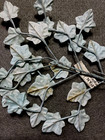 Vintage Aqua Blue Ivy Velvet Leaves Made In Japan 