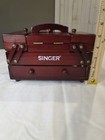 Vintage Singer Wooden Tabletop Accordion Style Fold Out Sewing Box