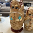 Unique Matryoshka Russian Nesting Dolls 10-piece Gold Paint Vintage See Pic 10   