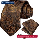 Silk Ties For Men Classic Woven Paisley Necktie And Pocket Square Cufflinks Set