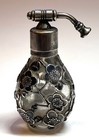 Antique Sterling Silver Pinch Perfume Bottle Plum Cherry Blossom Japan C 1900