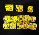 Authentic Antique 19thc Venetian Greasy Mustard Yellow Millefiori Beads 13pc