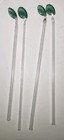 Vintage Lot Of 4 Glass Spoon End Swizzle Sticks Drink Stir Cocktail Bar Green