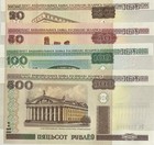 Belarus Set 4 Pcs 20 50 100 500 Ruble 2000  2011  P 24 25b 26b 27b Unc