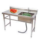 Commercial Kitchen Sink Prep Table W  Faucet Stainless Steel Single Compartment