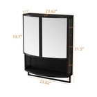 Curved Mirrors Double-door Bathroom Wall Cabinet Open Shelf Storage   Towel Rack