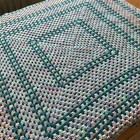 Vintage Granny Square Crochet Lap Afghan  42    X 42    Purple Pink Sparkling Teal