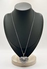 Vintage 925 Sterling Silver Filigree Heart Pendant Necklace Chain Signed 18   