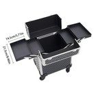 Professional Rolling Aluminum Makeup Train Case Salon Cosmetic Trolley Organizer