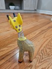 Vintage Handmade Giraffe Folk Art Toy 7  Raku Paper Mache Spring Neck Wood Head