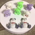 Lot Of 8 Mini Flocked Teddy Bears Miniature