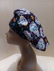 Sugar Skulls  black  Women s Bouffant Surgical Scrub Hat cap Handmade