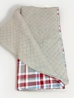 Pottery Barn Kids Plaid Full Queen Quilt Reversible Red Blue Gray Cotton Euc