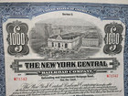 Rare Antique 1921 New York Central Railroad  1000 5  Bond Certificate Blue