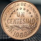  uncirculated  Authentic Panama 1 Centesimo  beautiful  1966 Bronze Coin 