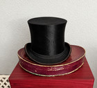 Antique 1900 German Silk Collapsible Top Hat M Box Art Nouveau Opera Victorian