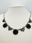 Vintage Antique Art Deco Czech Molded Glass Enamel Brass Necklace