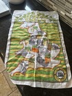 Vintage Pure Linen Tea  hand Towel 70   s English Cheese Retro Groovy Yel Org Grn