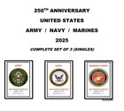  new  2025 Army Navy Marines 250th   singles Set Of 3  Mnh -   after 05 16 25  