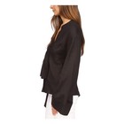 Michael Kors Women   s Solid Long Sleeve Tie Blouse Black Nwt