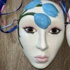 Vintage Lot Of 7 Mardi Gras Porcelain Ceramic clay Painted Wall Face Mask 