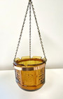 Vintage Amber Glass Hanging Planter Pot With Chain Princess House Mcm
