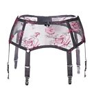 Exquisite Embroidered Floral Lace 6 Straps Garter Belt For Thigh-high Stockings
