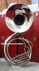 Sousaphone Jumbo Bell 25  Pure Brass Metal In Silver Polish  free Case free Ship
